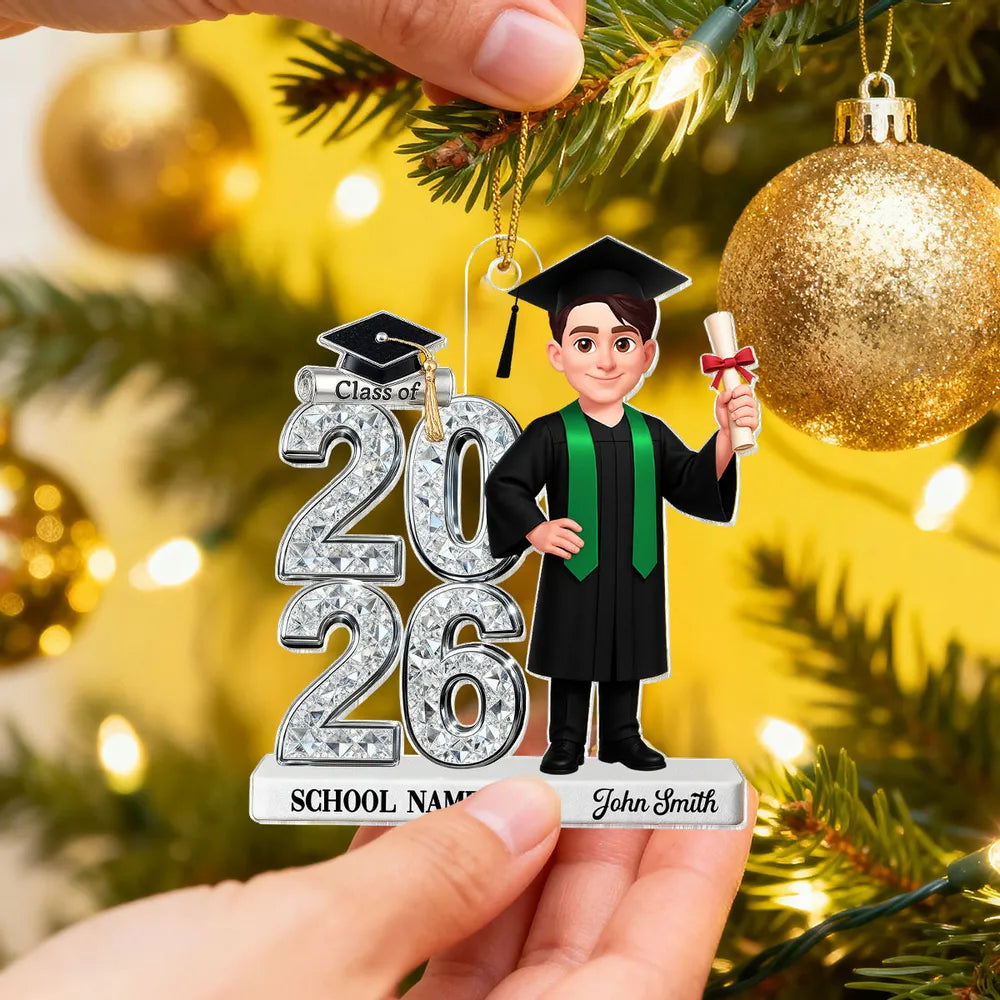 3D Shiny Effect Class Of 2025 2026 Senior - Personalized Acrylic Ornament - Gift For Graduates, Daughter, Son