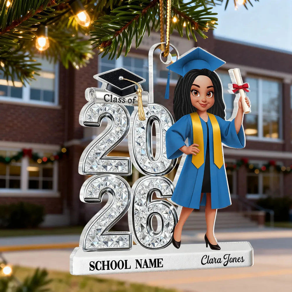 3D Shiny Effect Class Of 2025 2026 Senior - Personalized Acrylic Ornament - Gift For Graduates, Daughter, Son