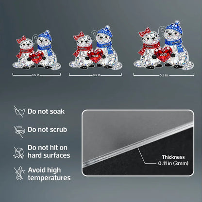 3D Crystal Effect Christmas Animal Couple - Personalized Acrylic Ornament - Heartwarming Christmas Gift for Couple