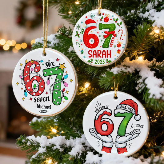 Custom Six Seven 67 Gen Z Funny Slang Teen Keepsake - Personalized Acrylic Ornament - Christmas Gift for Daughter, Son, Grandkids