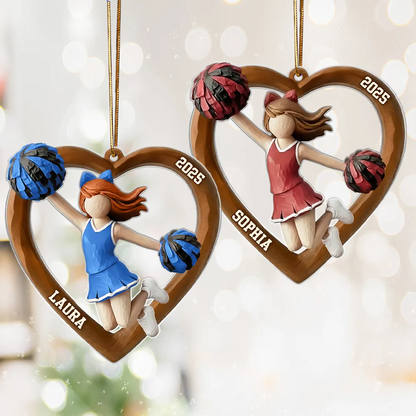 3D Effect Wooden Cheerleader Girl - Personalized Acrylic Ornament - Unique Christmas Gift For Cheerleader Girl