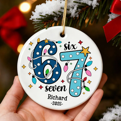 Custom Six Seven 67 Gen Z Funny Slang Teen Keepsake - Personalized Acrylic Ornament - Christmas Gift for Daughter, Son, Grandkids