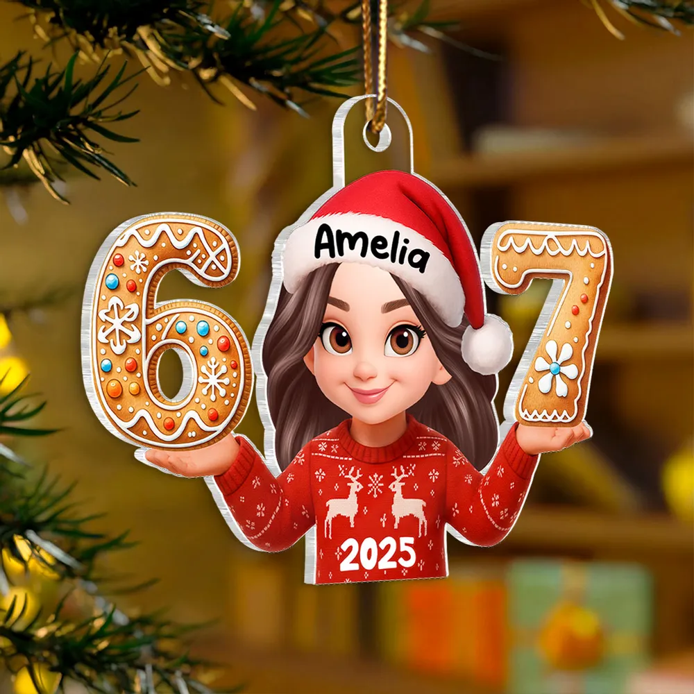 Funny Trendy Custom Six Seven 67 - Personalized Acrylic Ornament - Teen Slang Funny Tree Decor, Funny Teen Grandkid Gift