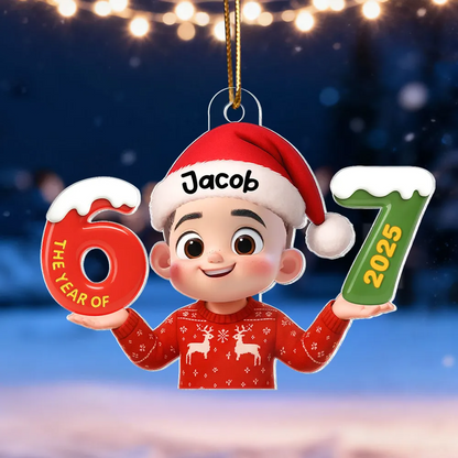 Funny Trendy Custom Six Seven 67 - Personalized Acrylic Ornament - Teen Slang Funny Tree Decor, Funny Teen Grandkid Gift