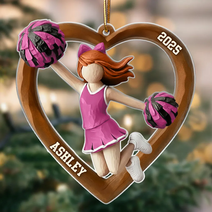 3D Effect Wooden Cheerleader Girl - Personalized Acrylic Ornament - Unique Christmas Gift For Cheerleader Girl