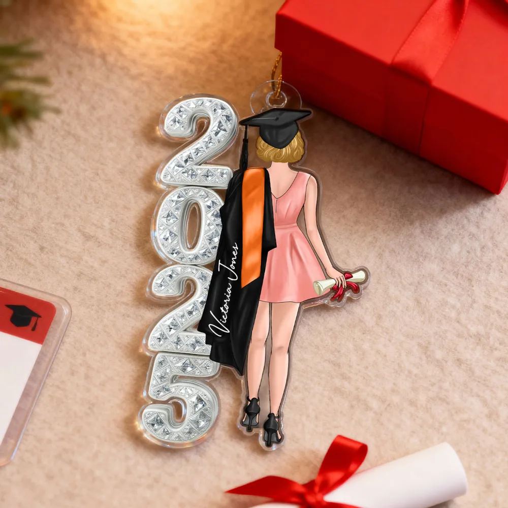 Class of 2025 2026 Senior 3D Crystal Effect - Personalized Acrylic Ornament - Christmas Graduation Gift for Seniors