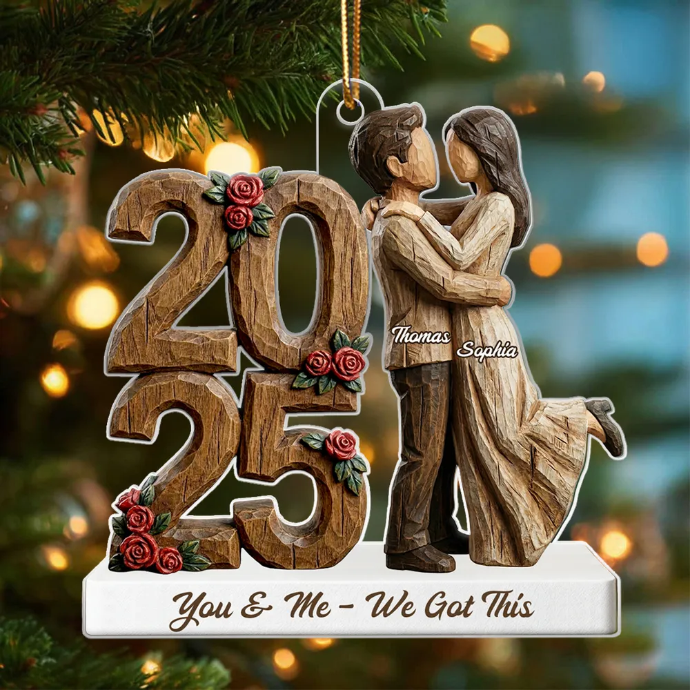 I Want To Grow Old With You Faux Wood - Personalized Acrylic Ornament - Heartwarming Christmas Gift For Him, For Her, For Couple