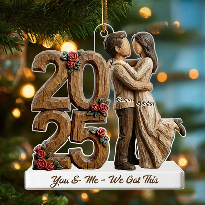 I Want To Grow Old With You Faux Wood - Personalized Acrylic Ornament - Heartwarming Christmas Gift For Him, For Her, For Couple