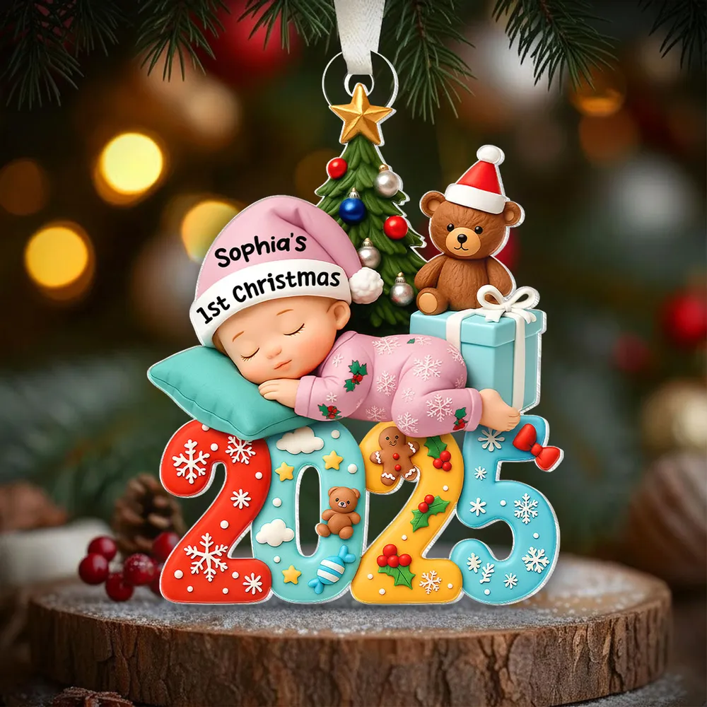 Baby First Christmas 2025 - Personalized Acrylic Ornament - Heartwarming Christmas Gift For New Born, Baby