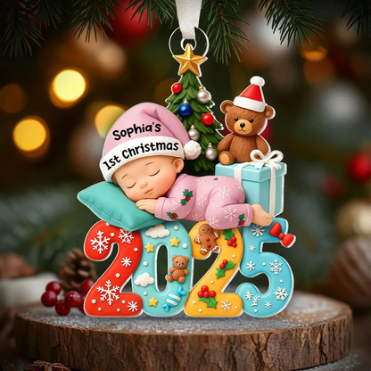 Baby First Christmas 2025 - Personalized Acrylic Ornament - Heartwarming Christmas Gift For New Born, Baby
