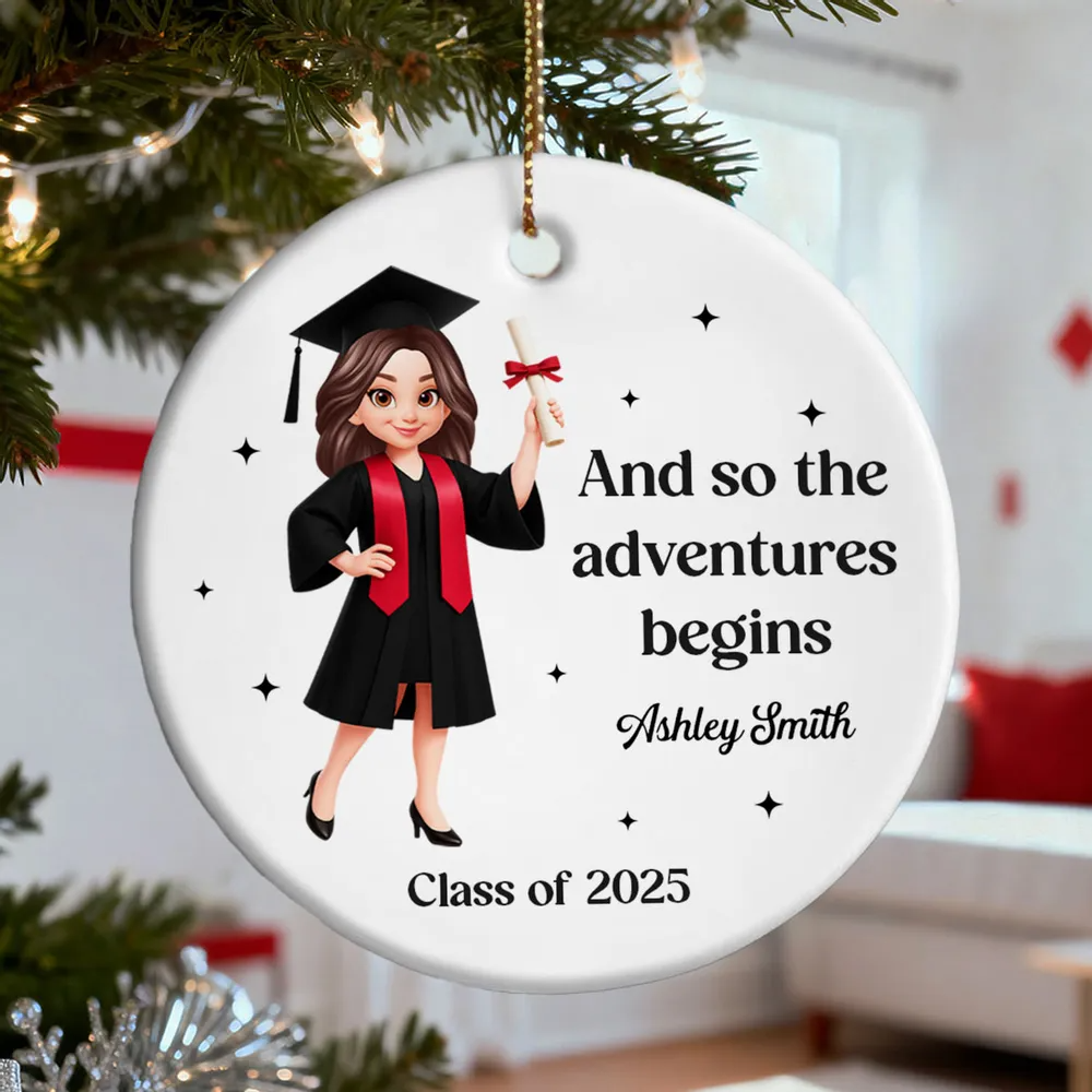 And So The Adventure Begins Class Of 2025 2026 Senior - Personalized Acrylic Ornament - Gift For Graduates, Daughter, Son