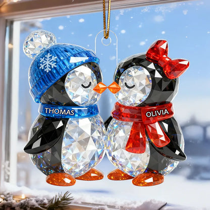 3D Crystal Effect Christmas Animal Couple - Personalized Acrylic Ornament - Heartwarming Christmas Gift for Couple