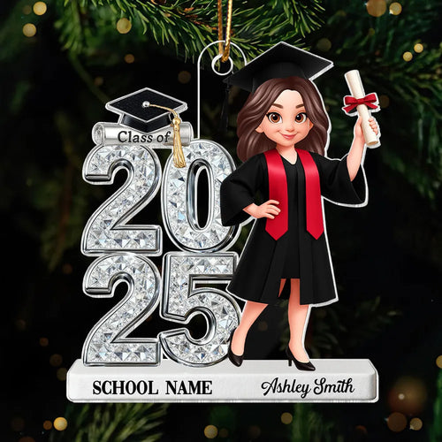 3D Shiny Effect Class Of 2025 2026 Senior - Personalized Acrylic Ornament - Gift For Graduates, Daughter, Son