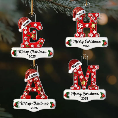 3D Effect Christmas Festive Initial Name - Personalized Acrylic Ornament