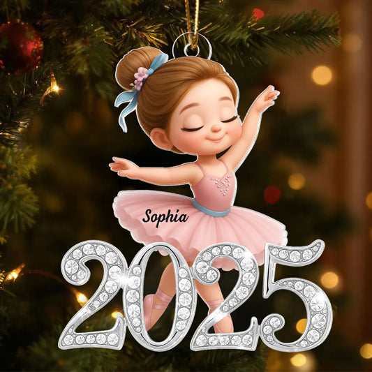 2025 Shining Effect Ballerina Girl - Personalized Acrylic Ornament - Christmas Gift for Kids, Grandkids