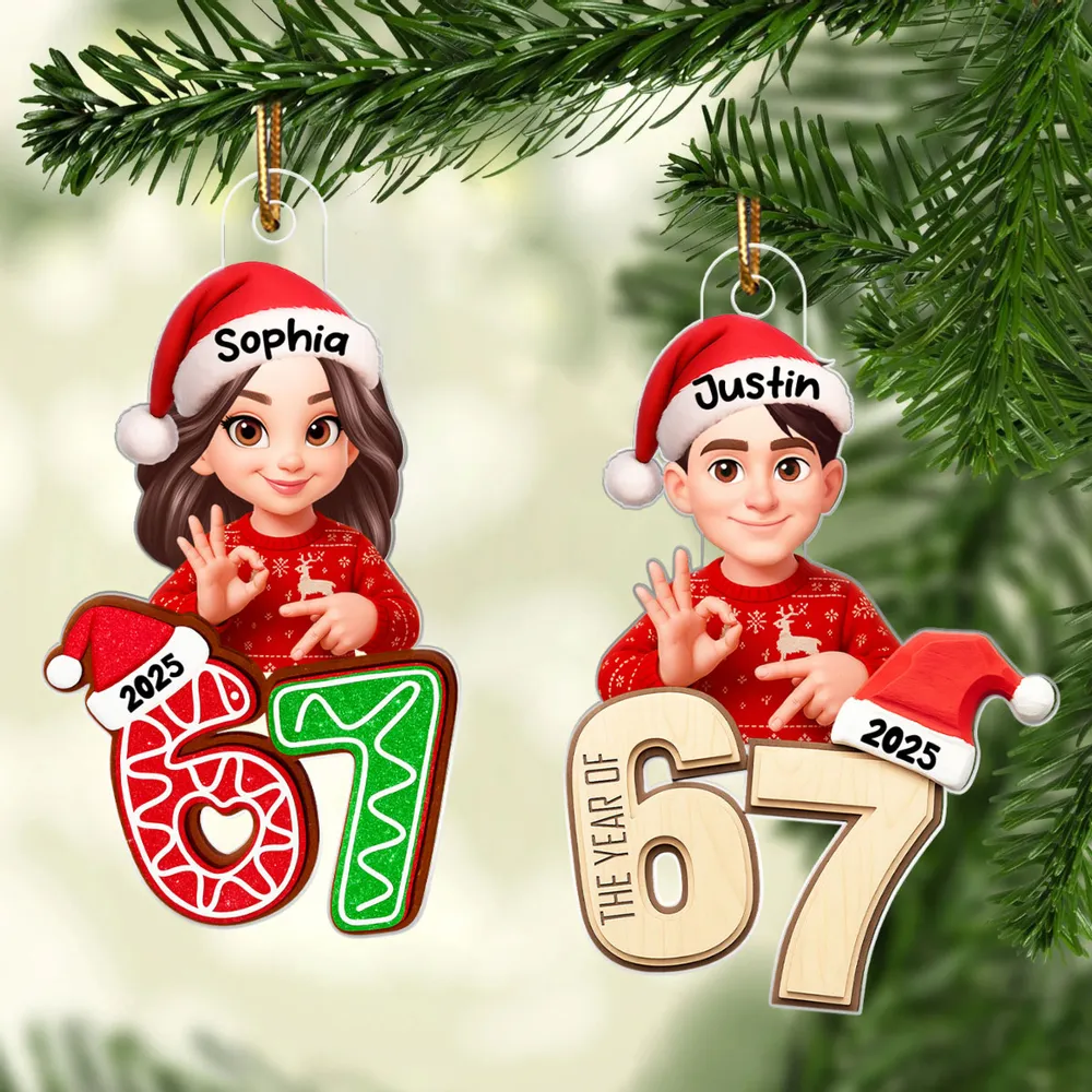 Custom Six Seven - Personalized Acrylic Ornament - Teen Slang Funny Tree Decor, Funny Teen Grandkid Gift