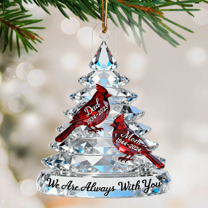 3D Crystal Effect Memorial Christmas Tree Cardinals - Personalized Acrylic Ornament - Remembrance Gift, Sympathy Gift For Whole Family, Extended Family