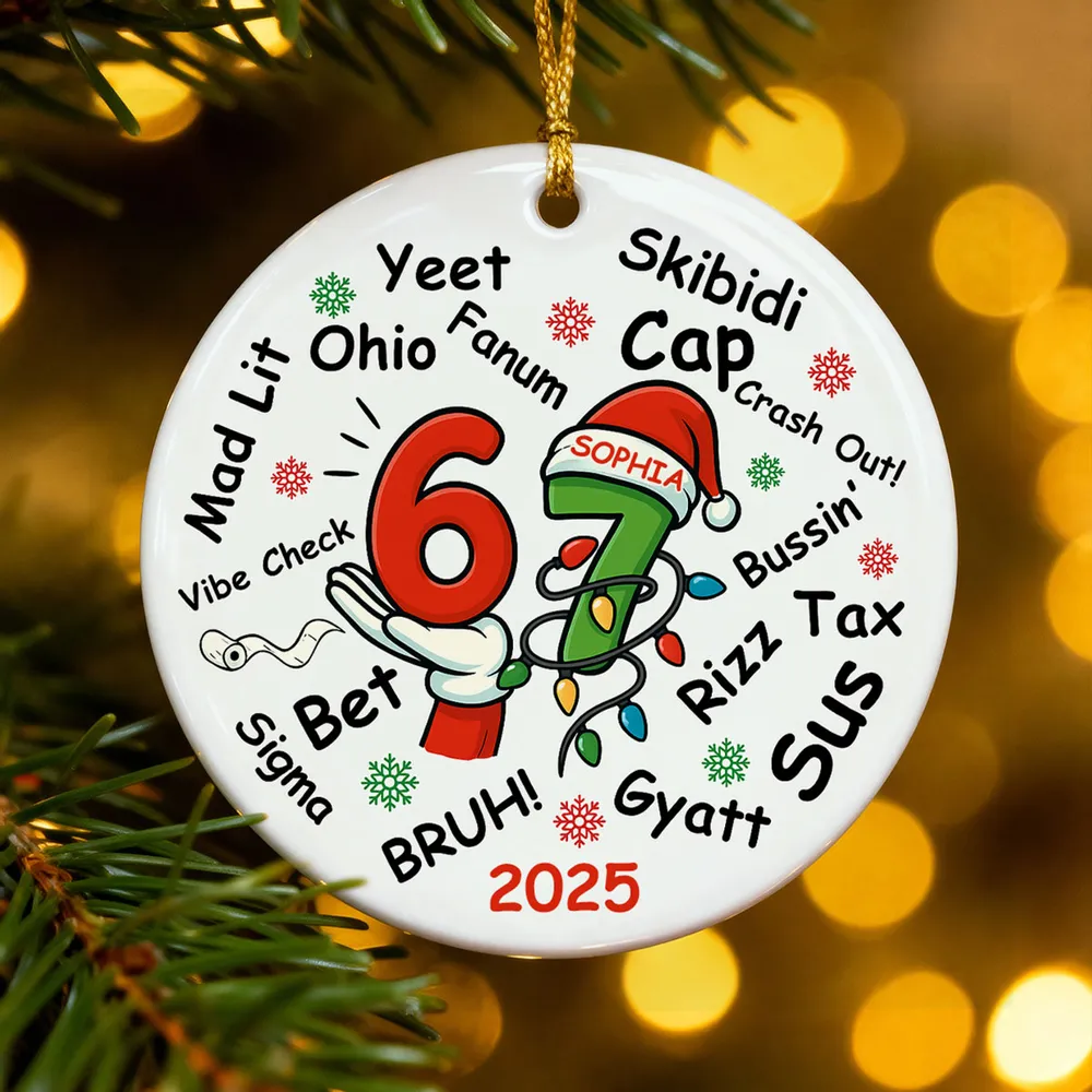 Custom Six Seven 67 Gen Z Funny Slang Teen Keepsake - Personalized Acrylic Ornament - Christmas Gift for Daughter, Son, Grandkids