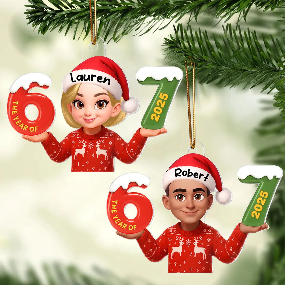 Funny Trendy Custom Six Seven 67 - Personalized Acrylic Ornament - Teen Slang Funny Tree Decor, Funny Teen Grandkid Gift
