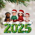 3D Effect Festive Christmas Green Pattern Beautiful Family Together - Personalized Acrylic Ornament