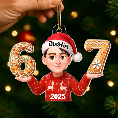Funny Trendy Custom Six Seven 67 - Personalized Acrylic Ornament - Teen Slang Funny Tree Decor, Funny Teen Grandkid Gift