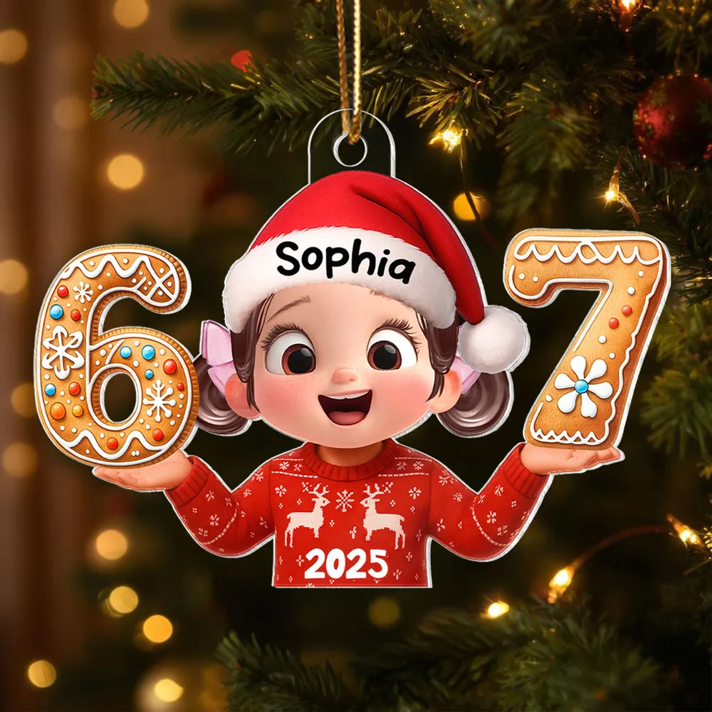 Funny Trendy Custom Six Seven 67 - Personalized Acrylic Ornament - Teen Slang Funny Tree Decor, Funny Teen Grandkid Gift