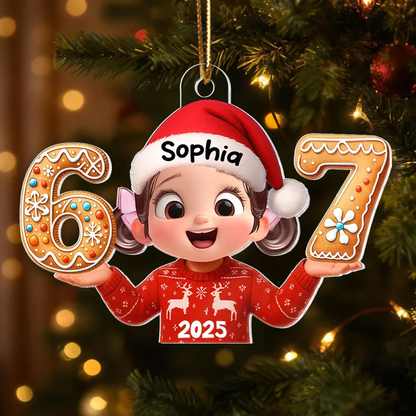 Funny Trendy Custom Six Seven 67 - Personalized Acrylic Ornament - Teen Slang Funny Tree Decor, Funny Teen Grandkid Gift