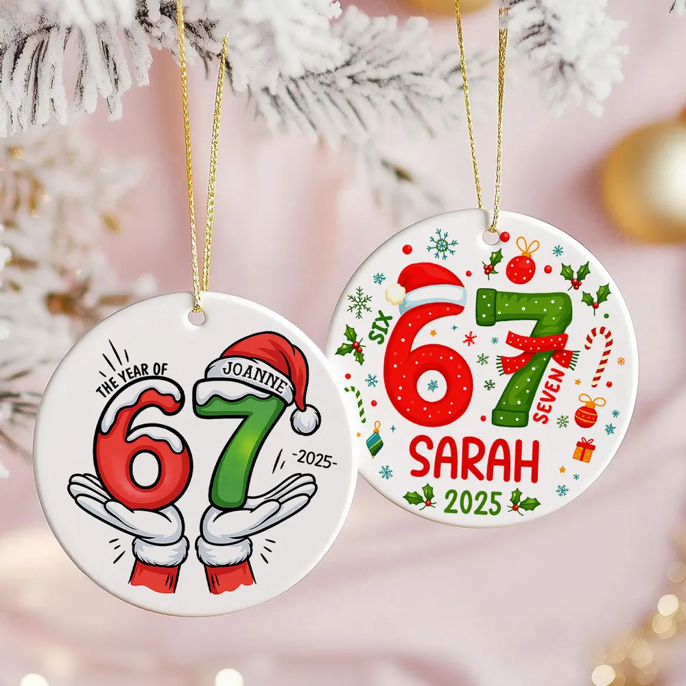 Custom Six Seven 67 Gen Z Funny Slang Teen Keepsake - Personalized Acrylic Ornament - Christmas Gift for Daughter, Son, Grandkids