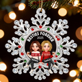 Besties Sitting on Snowflake - Personalized Acrylic Ornament - Christmas Gift for Besties