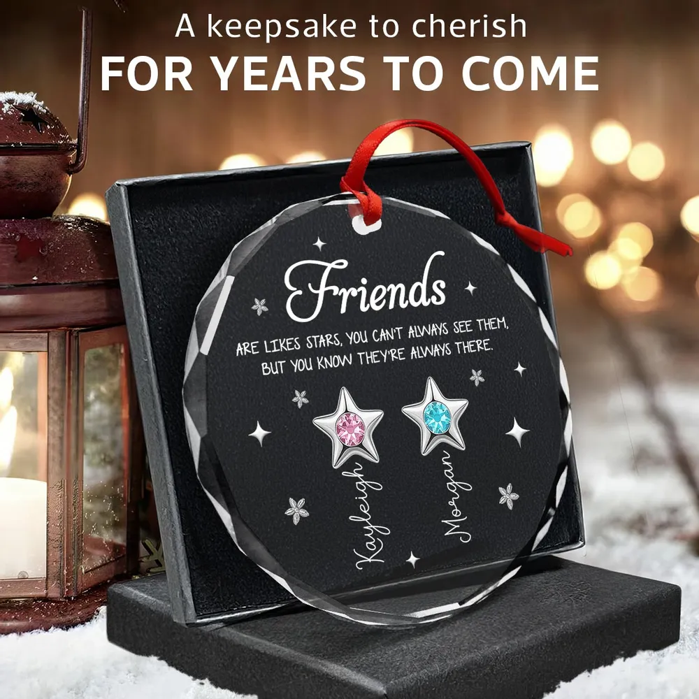 3D Birthstone Effect Custom Color Friends Sisters Are Like Star - Personalized Acrylic Ornament - Gift For Best Friends, Sisters