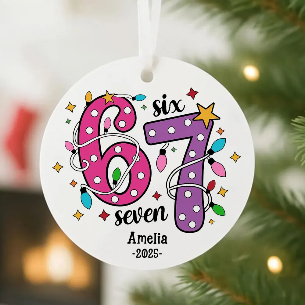 Custom Six Seven 67 Gen Z Funny Slang Teen Keepsake - Personalized Acrylic Ornament - Christmas Gift for Daughter, Son, Grandkids
