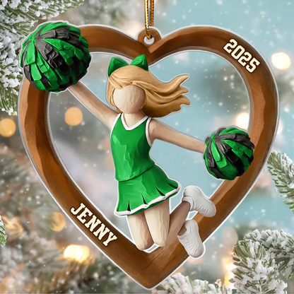 3D Effect Wooden Cheerleader Girl - Personalized Acrylic Ornament - Unique Christmas Gift For Cheerleader Girl