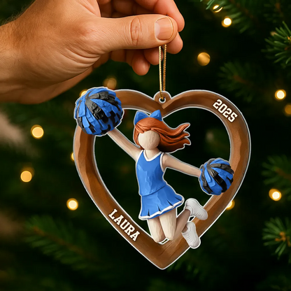 3D Effect Wooden Cheerleader Girl - Personalized Acrylic Ornament - Unique Christmas Gift For Cheerleader Girl