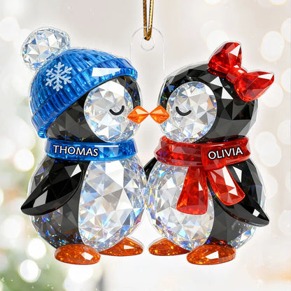 3D Crystal Effect Christmas Animal Couple - Personalized Acrylic Ornament - Heartwarming Christmas Gift for Couple