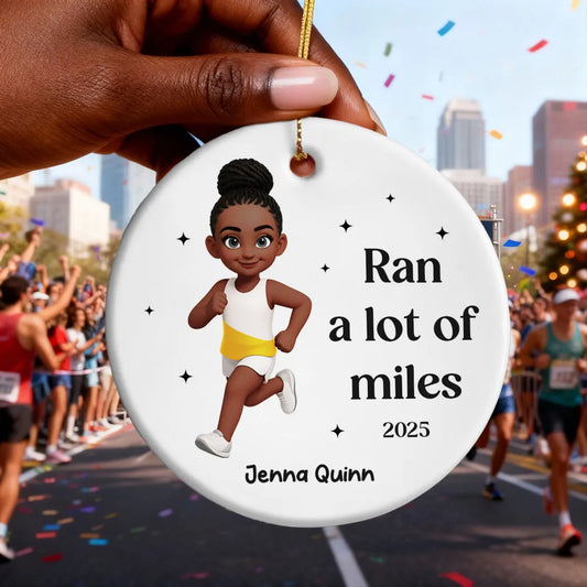 Ran A Lot Of Miles Running Boy Girl - Personalized Acrylic Ornament - Gift for Marathon Runner, Track Senior Night Gift
