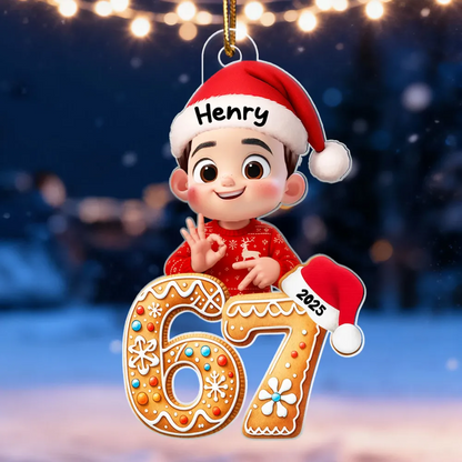 Custom Six Seven - Personalized Acrylic Ornament - Teen Slang Funny Tree Decor, Funny Teen Grandkid Gift