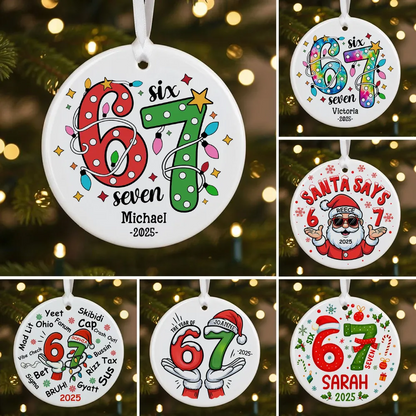 Custom Six Seven 67 Gen Z Funny Slang Teen Keepsake - Personalized Acrylic Ornament - Christmas Gift for Daughter, Son, Grandkids