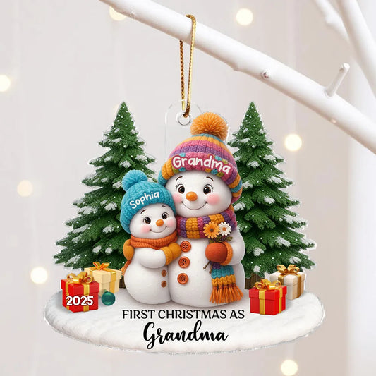 First Christmas As Grandma Mom Big Sister Snowman - Personalized Acrylic Ornament - Christmas Gift for Grandma, Mom, Big Sister