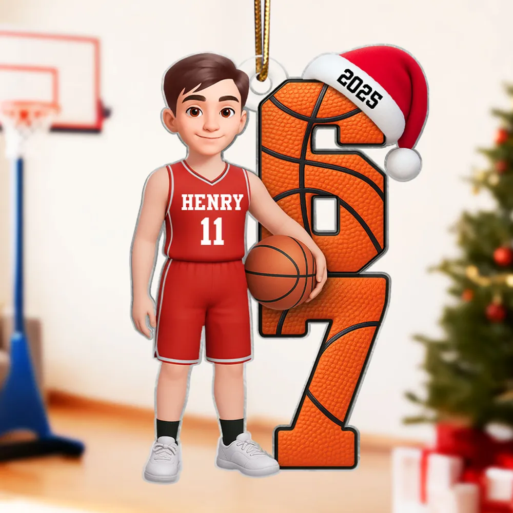 Basketball Player Six Seven - Personalized Acrylic Ornament - Funny Teenager Christmas Gifts, Teen Slang