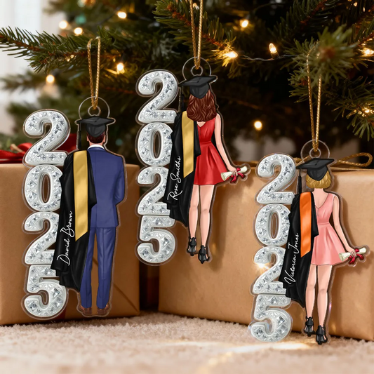 Class of 2025 2026 Senior 3D Crystal Effect - Personalized Acrylic Ornament - Christmas Graduation Gift for Seniors