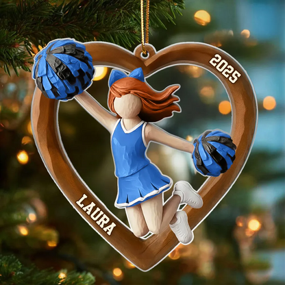 3D Effect Wooden Cheerleader Girl - Personalized Acrylic Ornament - Unique Christmas Gift For Cheerleader Girl