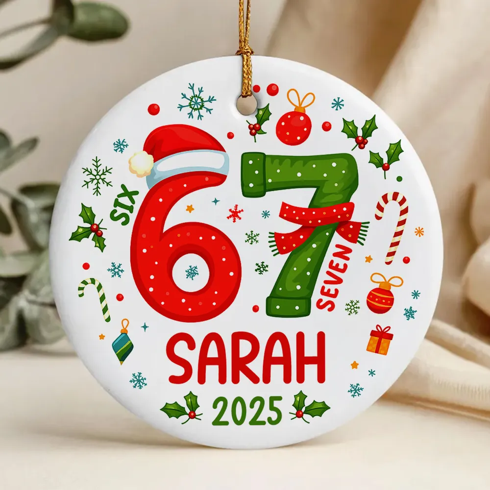 Custom Six Seven 67 Gen Z Funny Slang Teen Keepsake - Personalized Acrylic Ornament - Christmas Gift for Daughter, Son, Grandkids