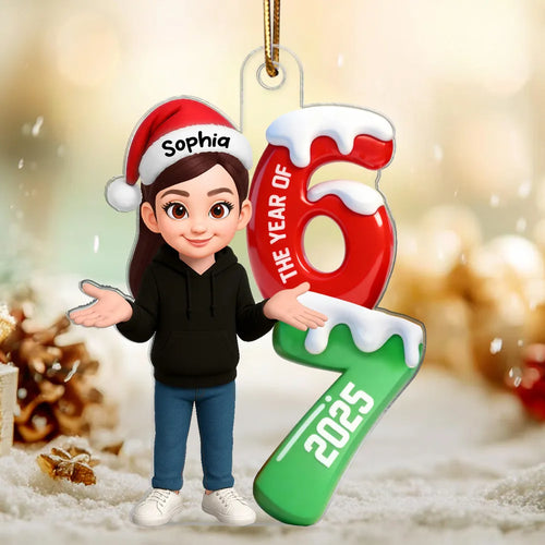 3D Effect 67 Six Seven 2025 Slang Christmas - Personalized Acrylic Ornament - Funny Christmas Gift For Teen, Grandkid, Gen Alpha
