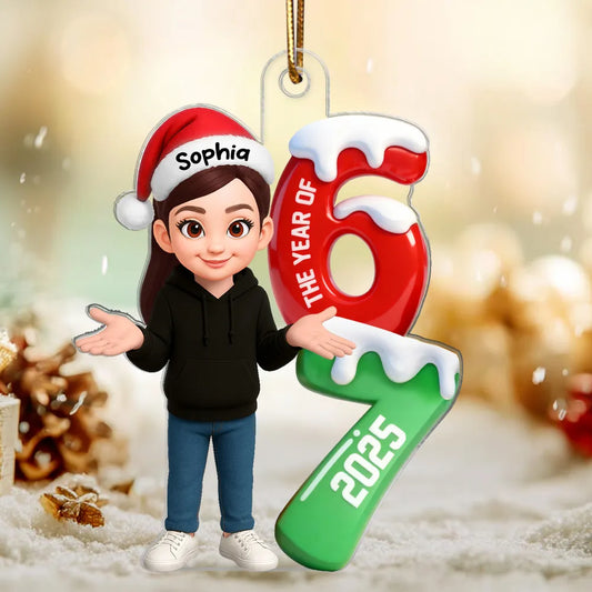 3D Effect 67 Six Seven 2025 Slang Christmas - Personalized Acrylic Ornament - Funny Christmas Gift For Teen, Grandkid, Gen Alpha