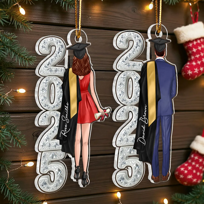 Class of 2025 2026 Senior 3D Crystal Effect - Personalized Acrylic Ornament - Christmas Graduation Gift for Seniors