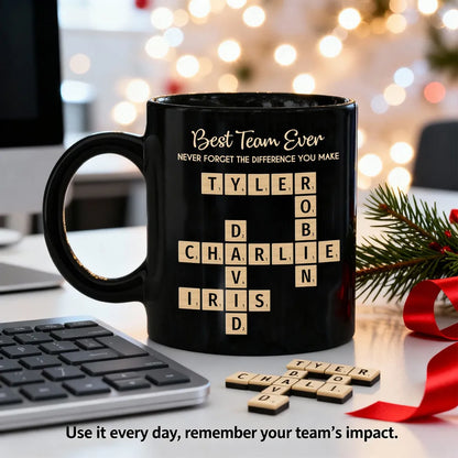 Best Team Ever Never Forget The Difference You Make Crossword Names Puzzle Art - Personalized Mug - Christmas Gift, Appreciation Gift For Colleagues, Coworkers, Boss