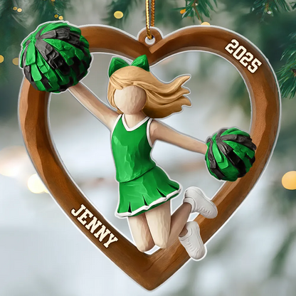 3D Effect Wooden Cheerleader Girl - Personalized Acrylic Ornament - Unique Christmas Gift For Cheerleader Girl