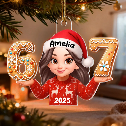 Funny Trendy Custom Six Seven 67 - Personalized Acrylic Ornament - Teen Slang Funny Tree Decor, Funny Teen Grandkid Gift
