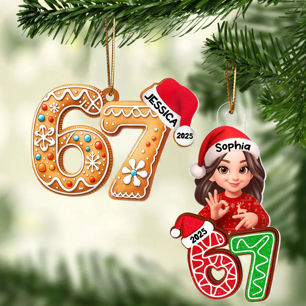 Custom Six Seven - Personalized Acrylic Ornament - Teen Slang Funny Tree Decor, Funny Teen Grandkid Gift