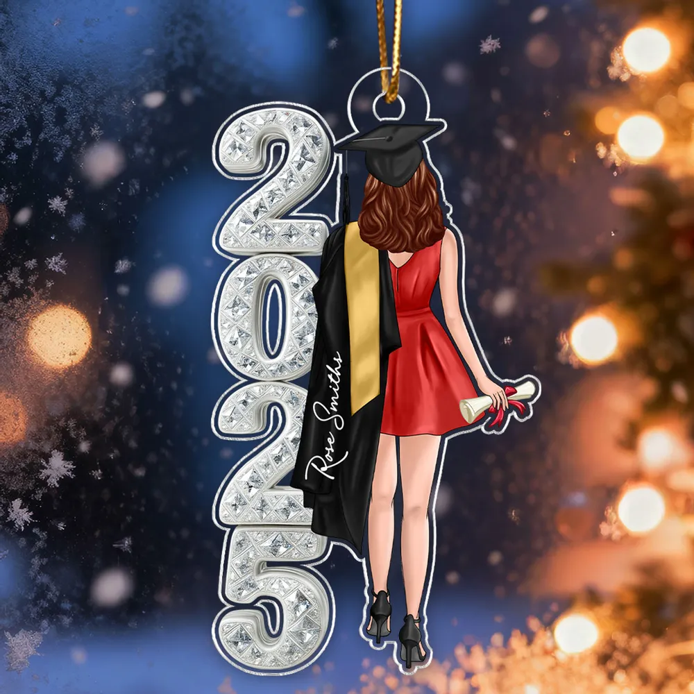 Class of 2025 2026 Senior 3D Crystal Effect - Personalized Acrylic Ornament - Christmas Graduation Gift for Seniors